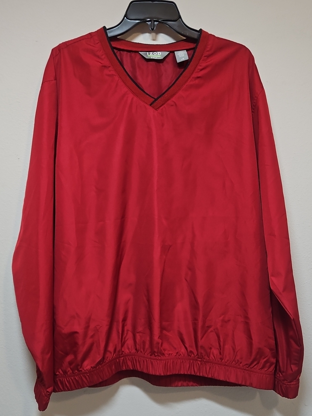Izod Large Red V-Neck Lightweight Pullover Wind Breaket